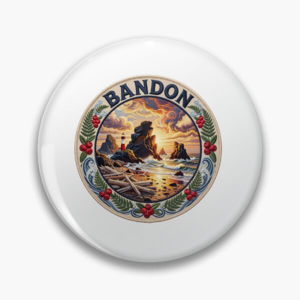 Item preview, Bandon Oregon USA Pacific Coast Sea Stacks Embroidered Patch Sticker designed and sold by Imaginarium of Chaos falcon88 .