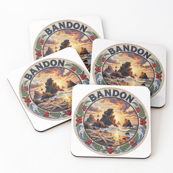 Item preview, Bandon Oregon USA Pacific Coast Sea Stacks Embroidered Patch Sticker designed and sold by Imaginarium of Chaos falcon88 .