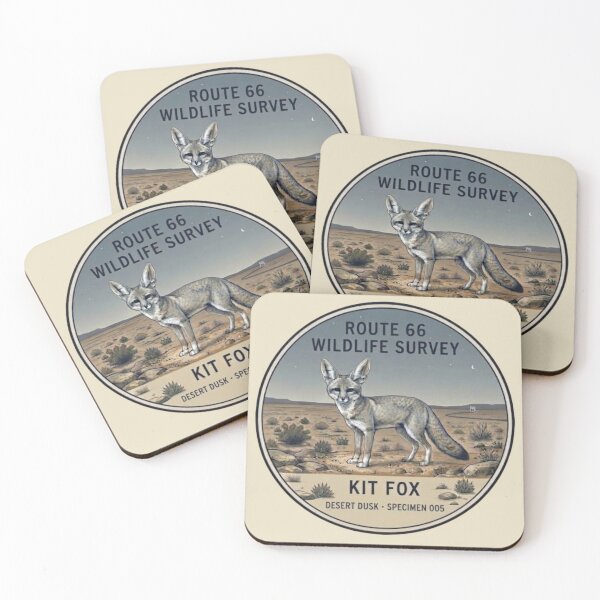 Item preview, Kit Fox Desert Dusk Route 66 Wildlife Badge designed and sold by CalmCapy Co.