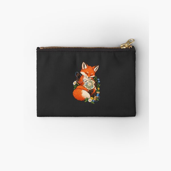 Item preview, Cozy Fox Embroidering Wildflowers designed and sold by EcomGenius.