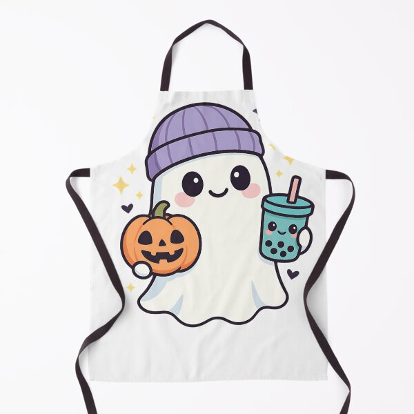 Item preview, Ghost with hat, bubble tea and pumpkin, Halloween designed and sold by niedi18.