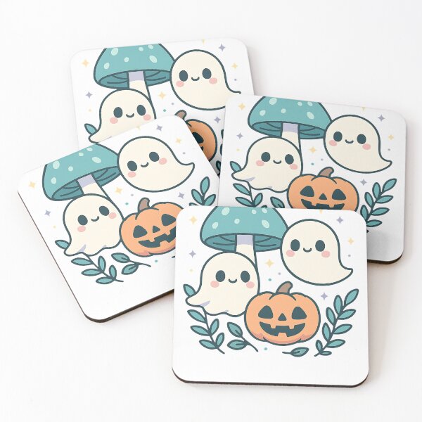 Item preview, Ghosts with mushroom and pumpkin Halloween Autumn designed and sold by niedi18.