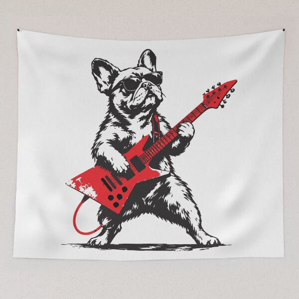 Item preview, Rocker French Bulldog Playing Electric Guitar designed and sold by BrownHorse90s.