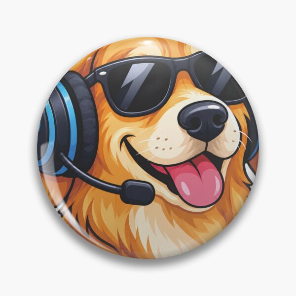 Artikelvorschau, Cooler Golden Retriever mit Headset und Sonnenbrille – Gamer-Illustration entworfen und verkauft von asep edward.