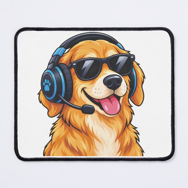 Item preview, Cool Golden Retriever Dog Wearing Headset And Sunglasses Gamer Illustration designed and sold by asep edward.