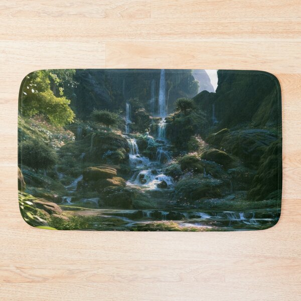 Item preview, A graceful Water Nymph dancing beside crystal waterfalls surrounded by lush greenery and blooming wildflowers, Fantasy & Mythological Creatures designed and sold by CDC40.