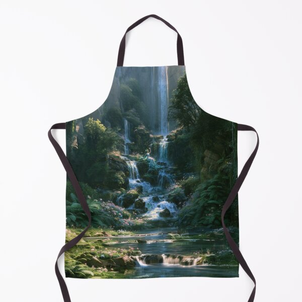 Item preview, A graceful Water Nymph dancing beside crystal waterfalls surrounded by lush greenery and blooming wildflowers, Fantasy & Mythological Creatures designed and sold by CDC40.
