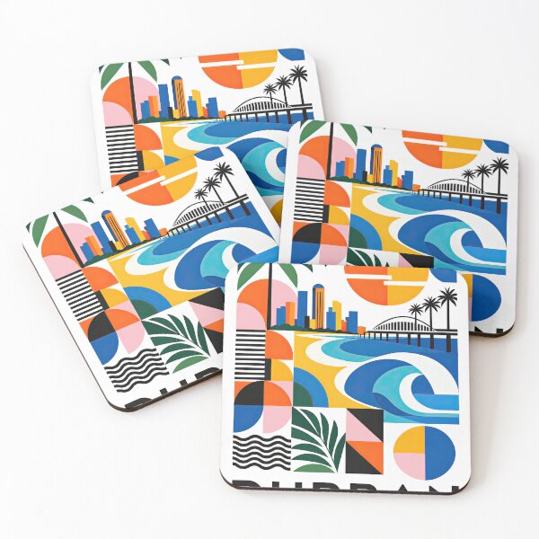 Item preview, Colorful geometric travel poster featuring Durban South Africa designed and sold by ckybe.