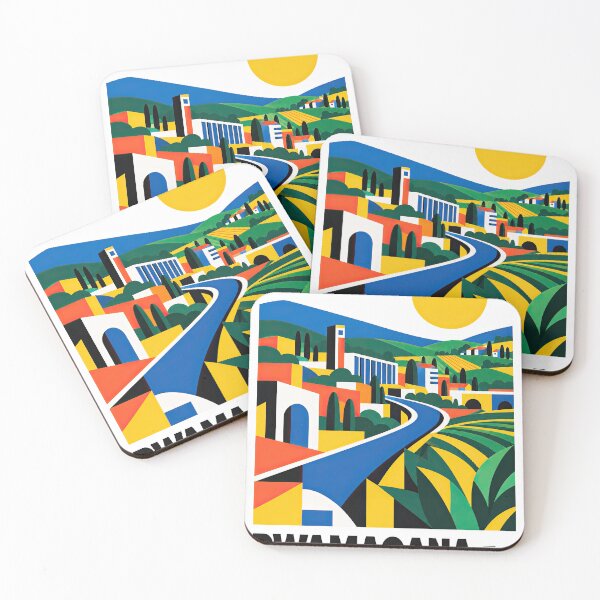 Item preview, Colorful geometric illustration of a Rwandan landscape with designed and sold by ckybe.