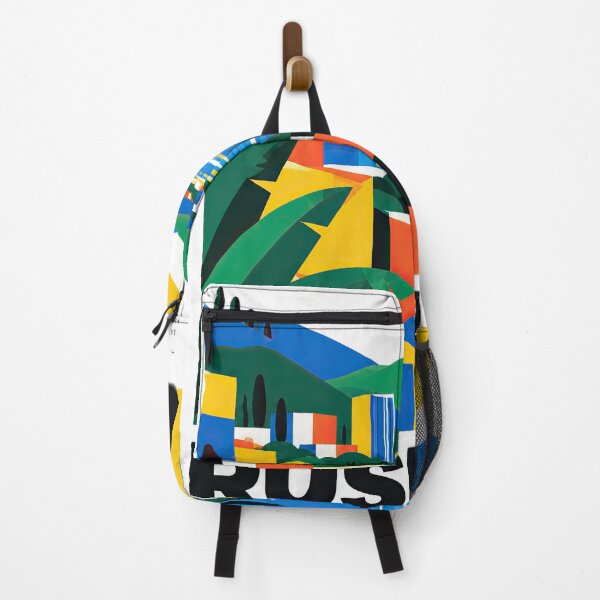 Item preview, Colorful geometric travel poster depicting a lakeside Rwandan designed and sold by ckybe.