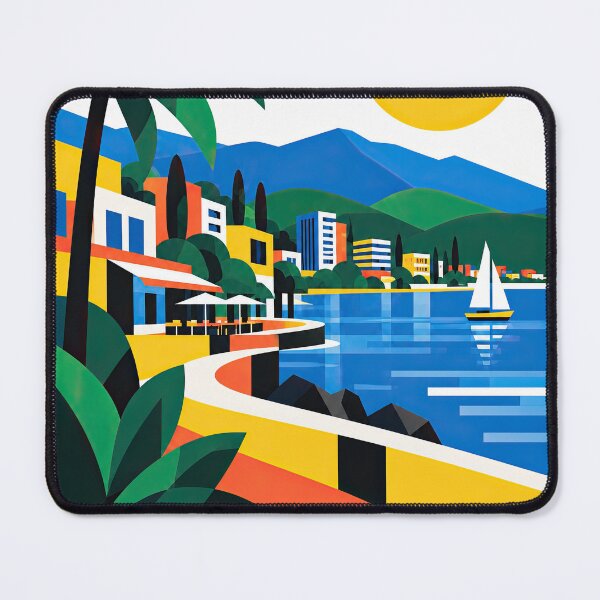 Item preview, Colorful retro travel poster showing Lake Kivu in designed and sold by ckybe.