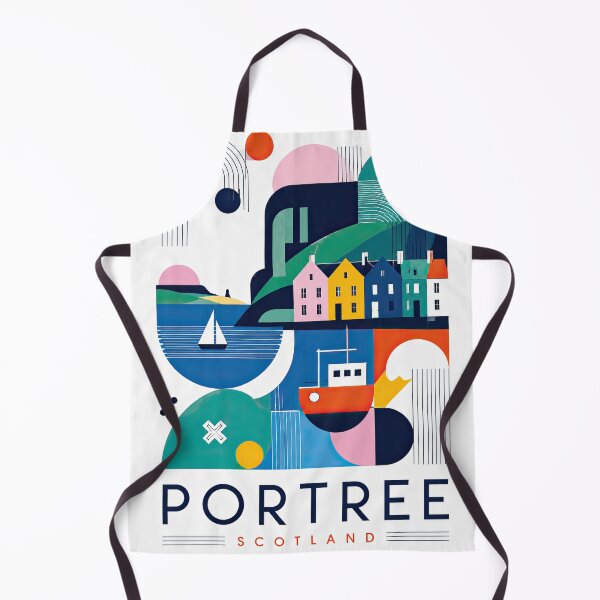 Item preview, Colorful geometric poster featuring a coastal harbor with designed and sold by ckybe.