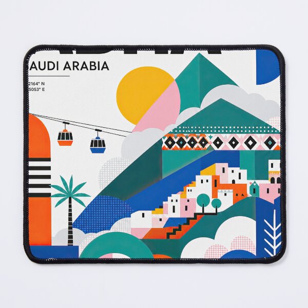 Item preview, Colorful geometric travel poster featuring Abha, Saudi Arabia, designed and sold by ckybe.