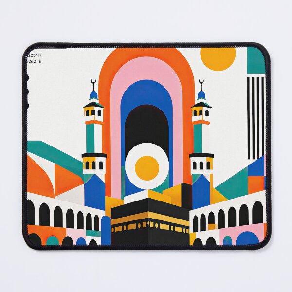 Item preview, Geometric colorful illustration of the Kaaba and mosque designed and sold by ckybe.