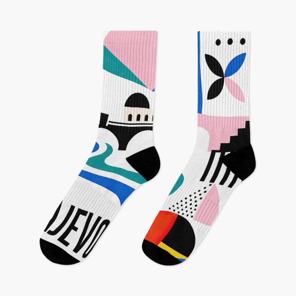 Item preview, Geometric Sarajevo city poster featuring stylized landmarks, col designed and sold by ckybe.