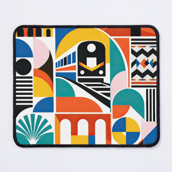 Item preview, Colorful geometric poster depicting Senegalese-inspired architec designed and sold by ckybe.
