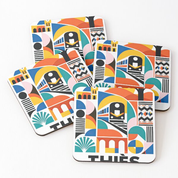 Item preview, Colorful geometric poster depicting Senegalese-inspired architec designed and sold by ckybe.