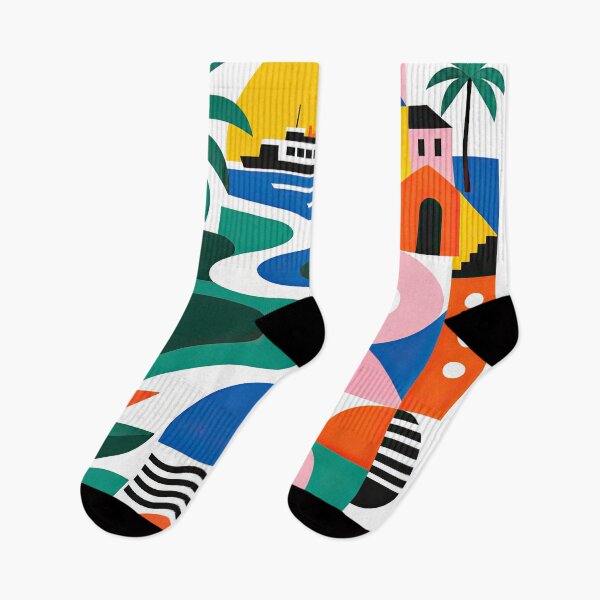 Item preview, Colorful geometric travel poster featuring a tropical coastal designed and sold by ckybe.