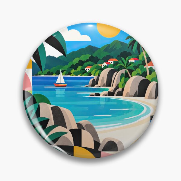 Item preview, Colorful tropical Seychelles travel poster featuring a turquoise designed and sold by ckybe.