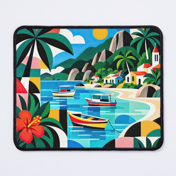 Item preview, Colorful geometric travel poster depicting Anse Royale, Seychell designed and sold by ckybe.