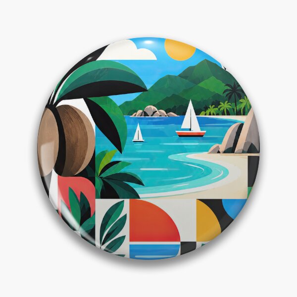 Item preview, Colorful Seychelles travel poster featuring tropical palms, turq designed and sold by ckybe.