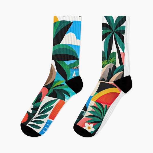 Item preview, Colorful Seychelles travel poster featuring tropical palms, turq designed and sold by ckybe.