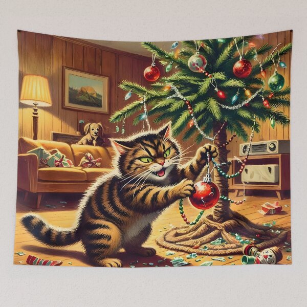 Item preview, Furious Cat Christmas Chaos designed and sold by Sybille-Yates.