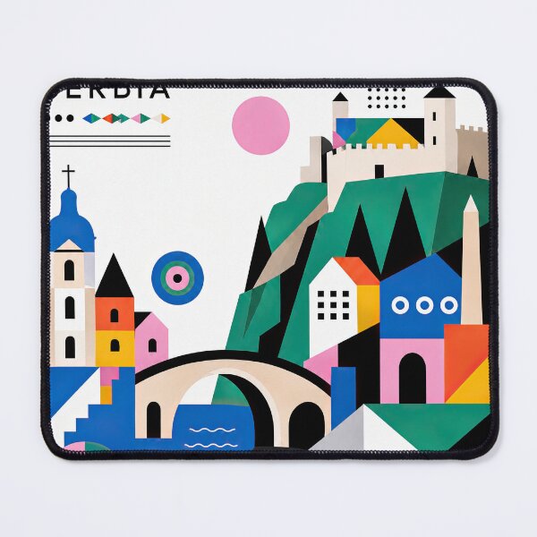 Item preview, Colorful geometric illustration of Uzice, Serbia featuring a designed and sold by ckybe.