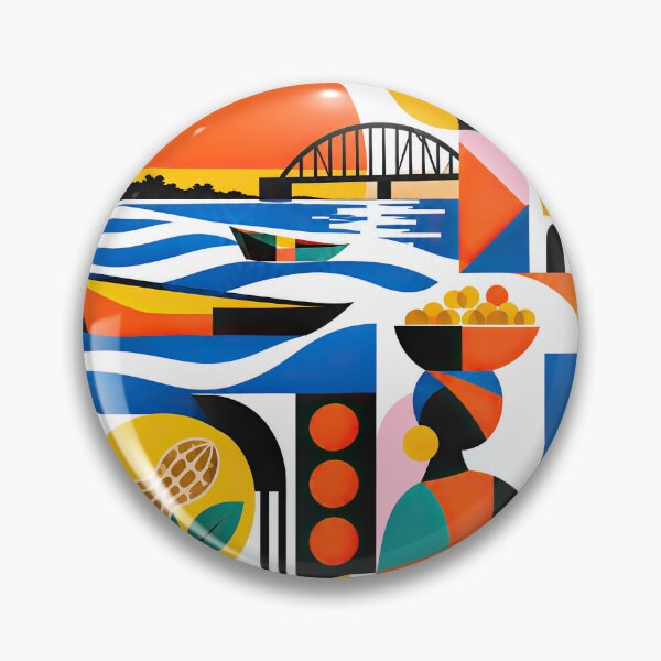 Item preview, Colorful geometric Senegal-inspired illustration featuring boats designed and sold by ckybe.