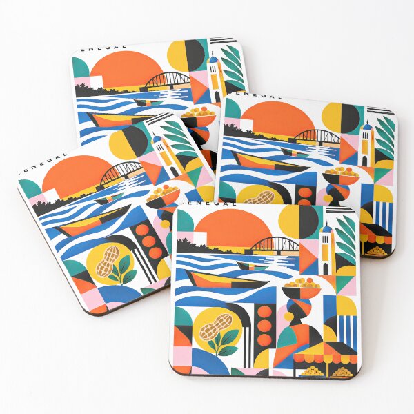 Item preview, Colorful geometric Senegal-inspired illustration featuring boats designed and sold by ckybe.