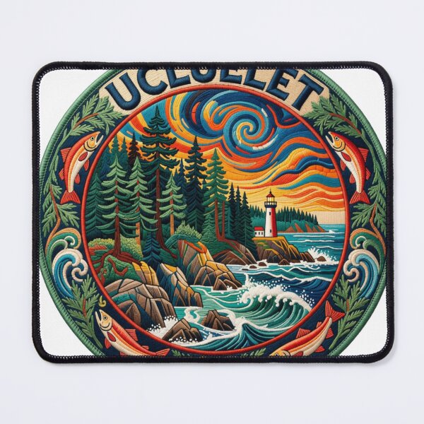 Item preview, Ucluelet British Columbia Canada Pacific Coast Lighthouse Embroidered Patch Sticker designed and sold by Imaginarium of Chaos falcon88 .