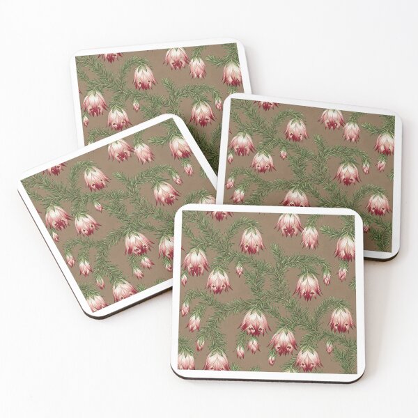 Item preview, Drooping Pink Qualup Bell Taupe Botanical Pattern designed and sold by Studio BC.
