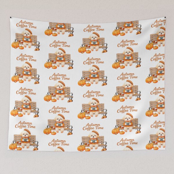 Item preview, Cute Maltipoo Autumn Coffee Time art designed and sold by Kedspicedesign.