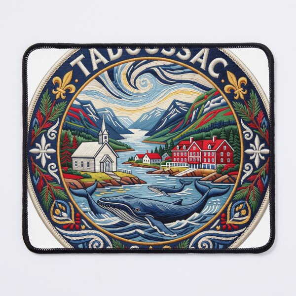 Item preview, Tadoussac Quebec Canada Whale Watching Village Embroidered Patch Sticker designed and sold by Imaginarium of Chaos falcon88 .