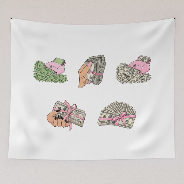 Item preview, Pink Money Sticker Sheet – Cash, Bows & Money Printers coquette illustration designed and sold by olwethubusiness.