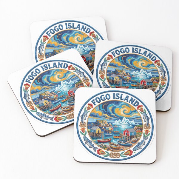 Item preview, Fogo Island Newfoundland Canada Colorful Fishing Village Embroidered Patch Sticker designed and sold by Imaginarium of Chaos falcon88 .