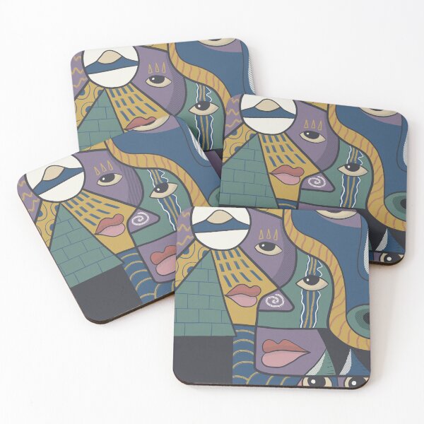 Item preview, Surreal Cubist Faces – Abstract Modern Portrait designed and sold by aekritdeach.