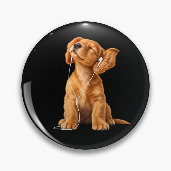 Item preview, Blissful Golden Retriever with Earbuds designed and sold by nasr-say.