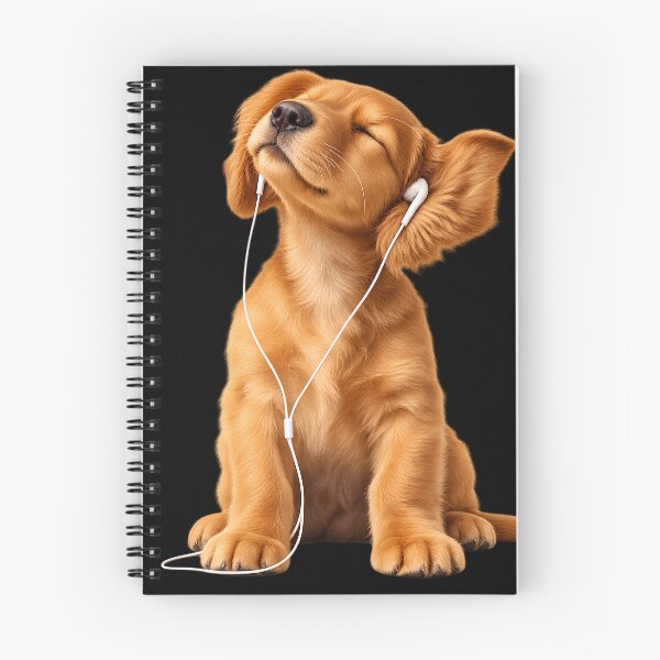 Item preview, Blissful Golden Retriever with Earbuds designed and sold by nasr-say.