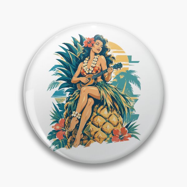 Item preview, Retro Hula Girl on Giant Pineapple designed and sold by Pineapple-Tree.