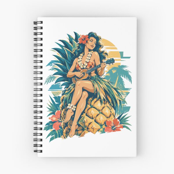 Item preview, Chica hawaiana retro sobre una piña gigante designed and sold by Pineapple-Tree.