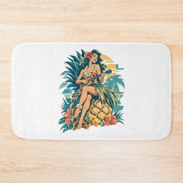 Item preview, Retro Hula Girl on Giant Pineapple designed and sold by Pineapple-Tree.