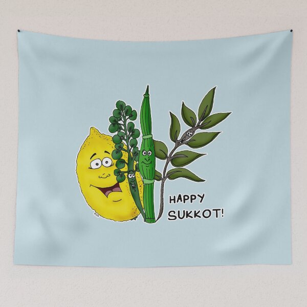 Item preview, Happy Sukkot! – Four Species Whimsical Judaica Art designed and sold by MyxaART.