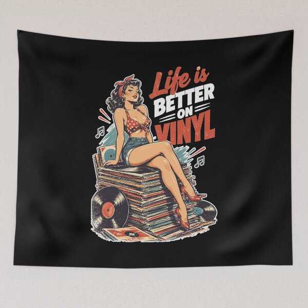 Item preview, Life is better on vinyl - Retro Pin-Up on records designed and sold by Pineapple-Tree.