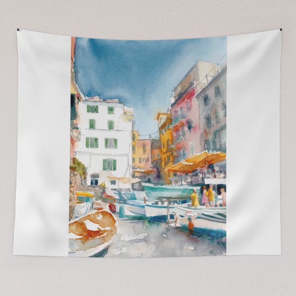 Item preview, Riomaggiore Street with Boats designed and sold by caracatita75.