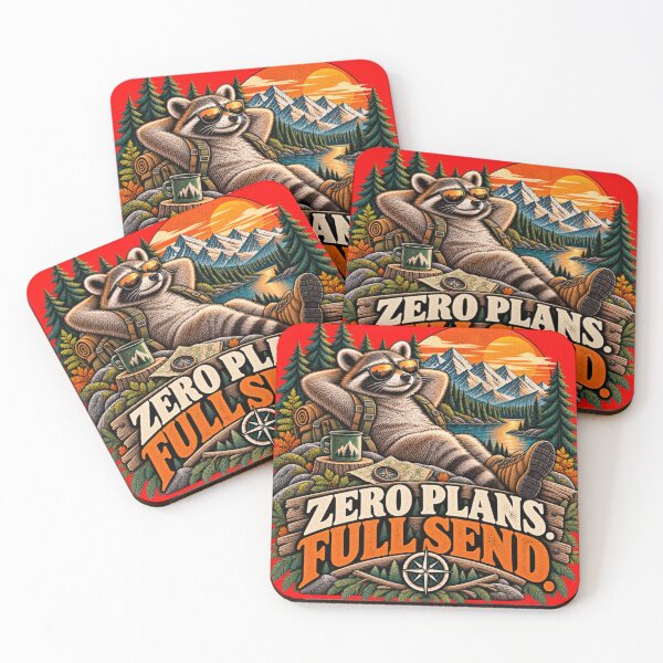 Item preview, Zero Plans Full Send – Funny Raccoon Retro Outdoor Adventure designed and sold by JanRizz.