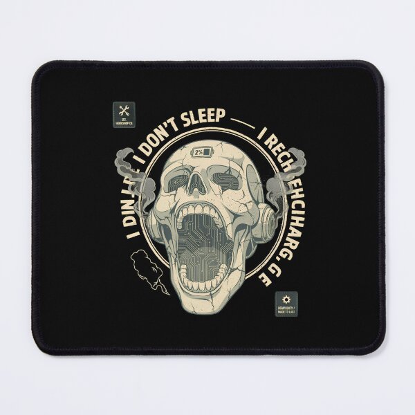 Item preview, I Don't Sleep I Recharge Cyborg Skull Low Battery 2% Circuit Board Cracked Skull Headphones Design designed and sold by DarylWelsh2024.