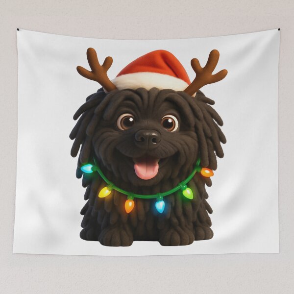 Item preview, Puli Dog Christmas Reindeer designed and sold by Sillytoe.