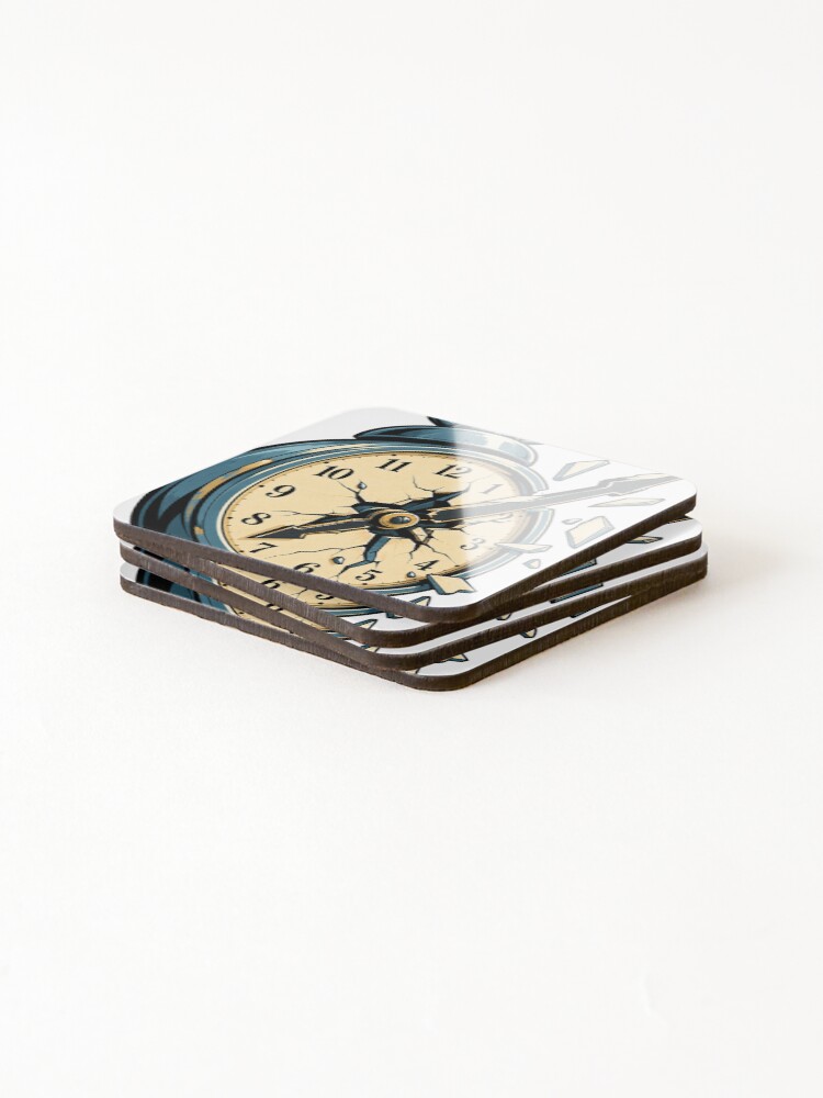 Thumbnail 4 of 5, Coasters (Set of 4), | Exploding clock Break Free  Main Tag designed and sold by rigelcreation.