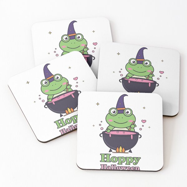 Item preview, Hoppy Halloween – Cute Witch Frog Brewing a Pink Potion designed and sold by Aurora Prints.